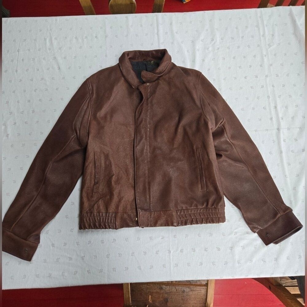 Vintage Women's Brown Bomber Style Heavy Leather Jacket